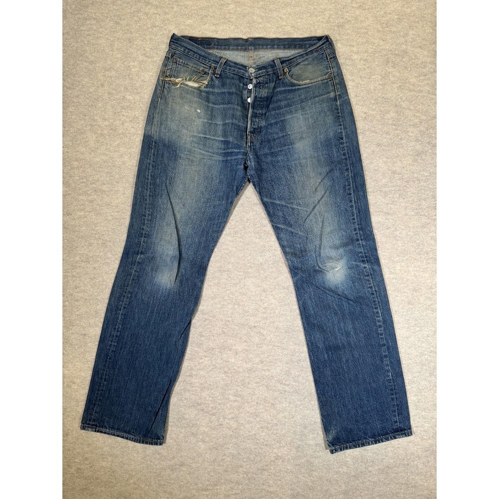 Levis 501 Original Straight Fit Jeans Mens 36x34 Blue Denim Cotton‎ Medium Wash